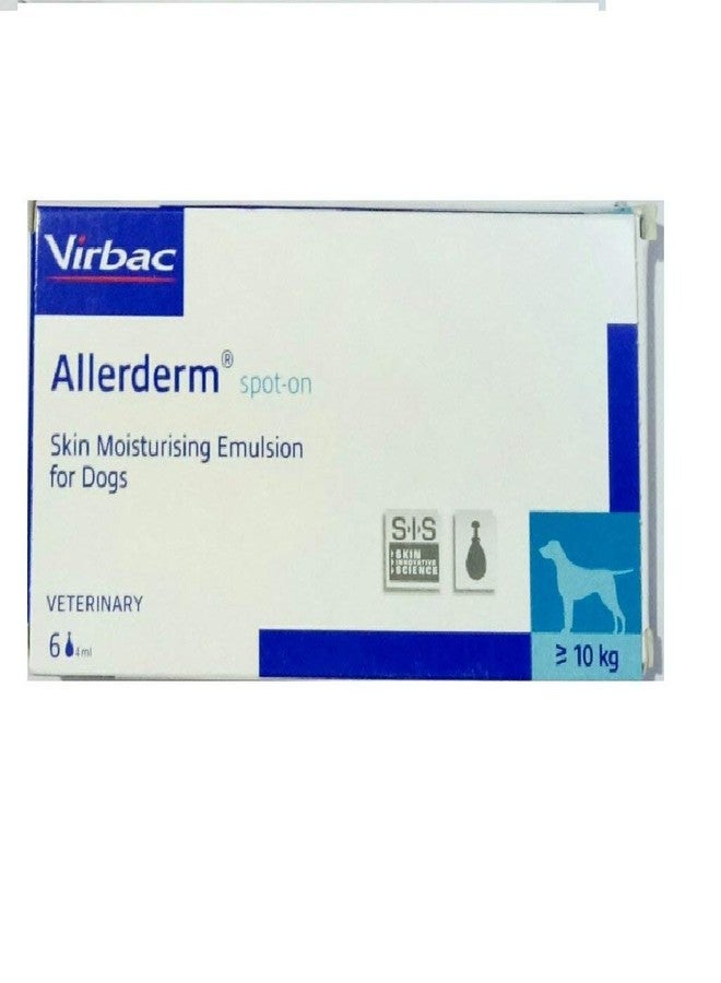 Virbac Allerderm Spot-on Skin Moisturising Emulsion for Medium and Large Dogs 6 pipettes of 4 ml Each - Image 1